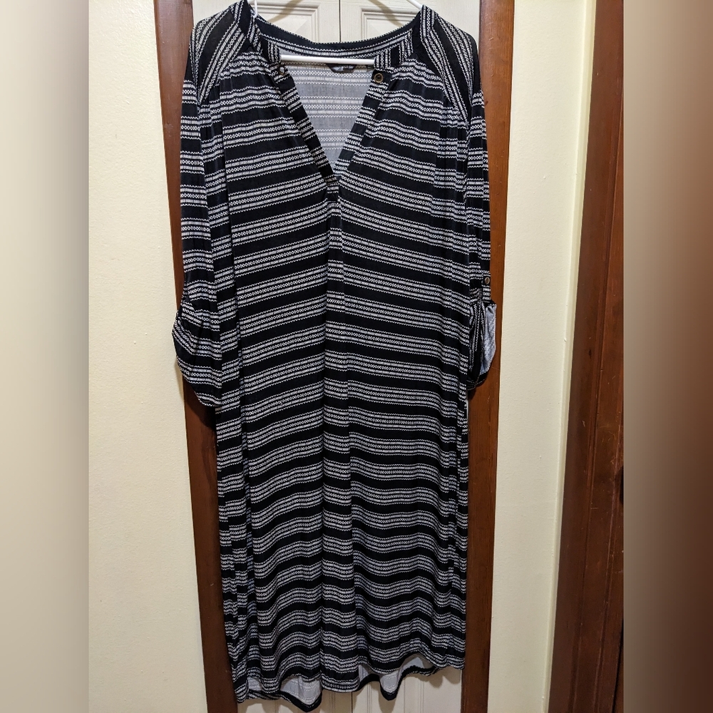 🖤 Mlle Gabrielle Plus Size Black White T-shirt Dress Size 3X